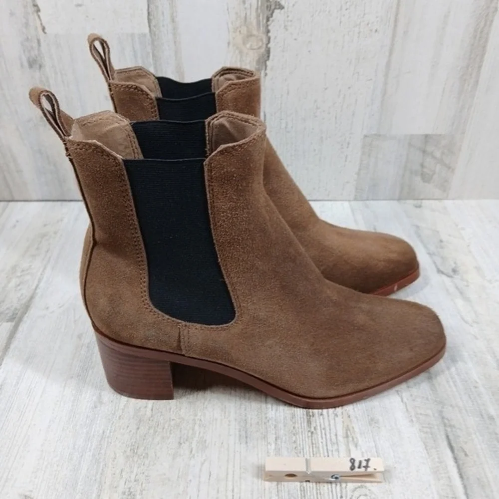 Steve Madden Women's 8 Rhiannon Chelsea Brown Suede Block Heel Ankle Boots - Picture 13 of 13